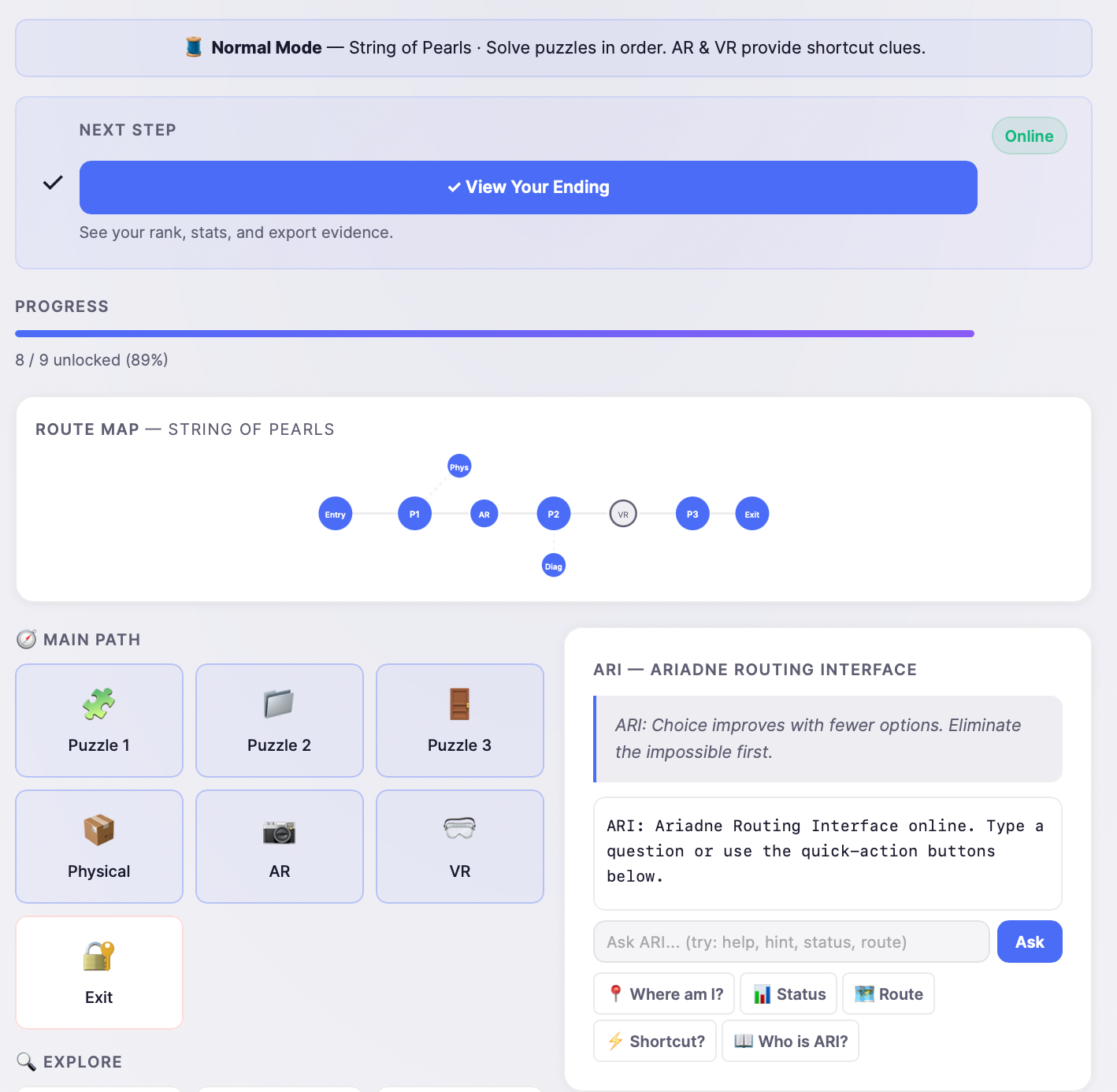 Web hub interface overview
